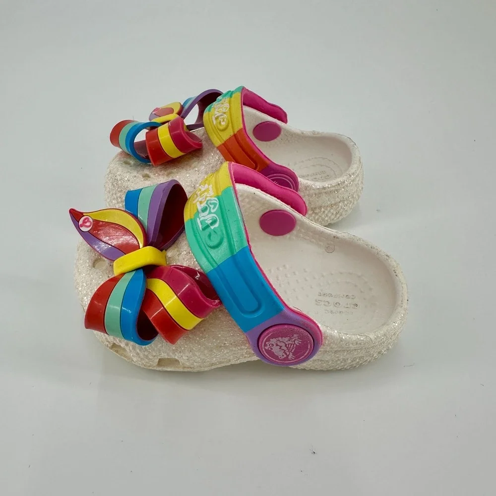 Crocs JoJo Siwa White Glitter Kids‎ Clogs Shoes Size 4